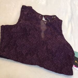NWT City Triangles Purple Lace Crop Top - Size 15